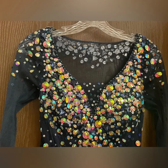 Bling! Bling! big Rhinestone Longsleeve dress Sz-O - Picture 2 of 13